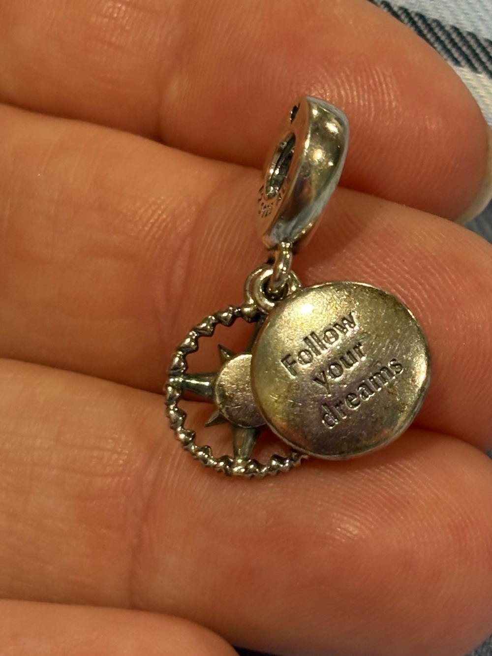 Pandora Silver Compass and mother of pearl charm. - Picture 4 of 5